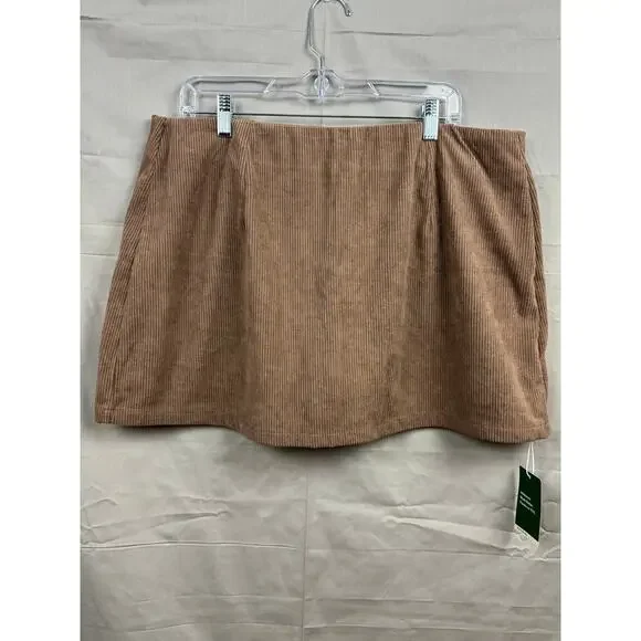 Halara Cocoa Brown High Waisted Mini Corduroy Plus Size Skirt, Size 1X - Picture 6 of 6